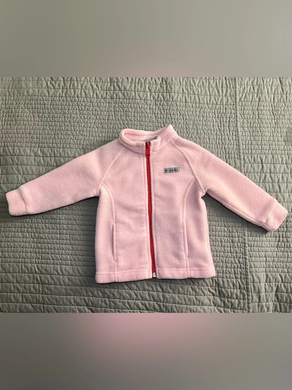 Columbia Pink Fleece Jacket for Kids with Red Zip 12-18 Months